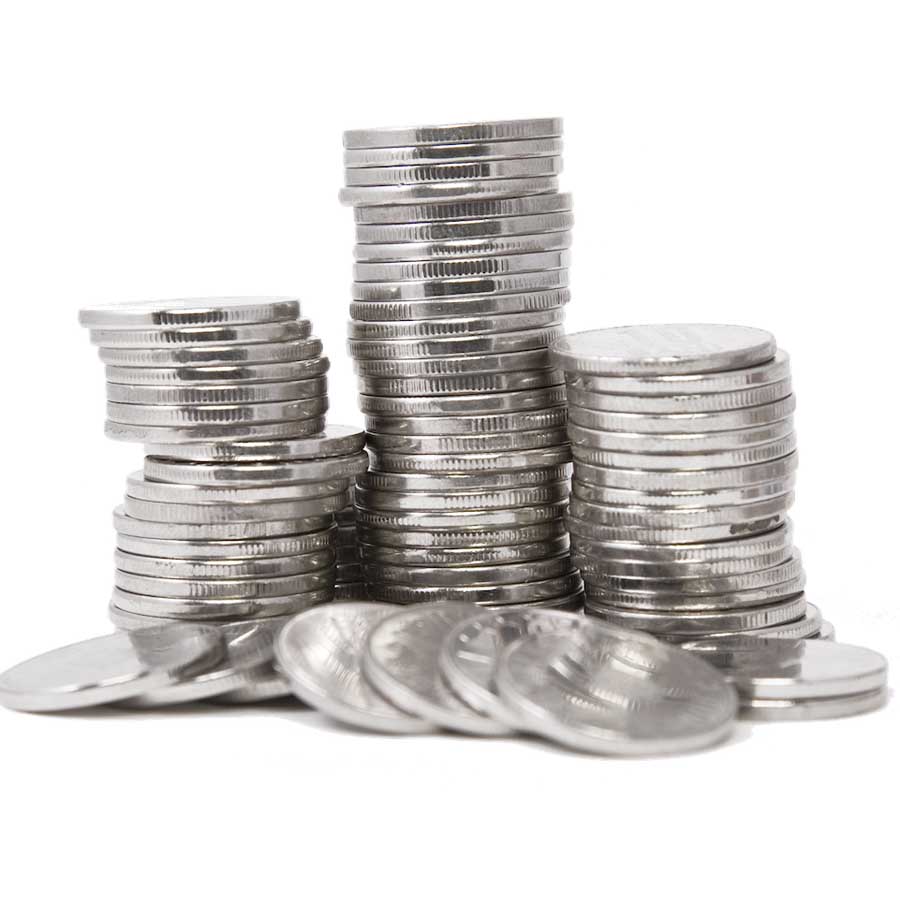 Стопка серебряных монет